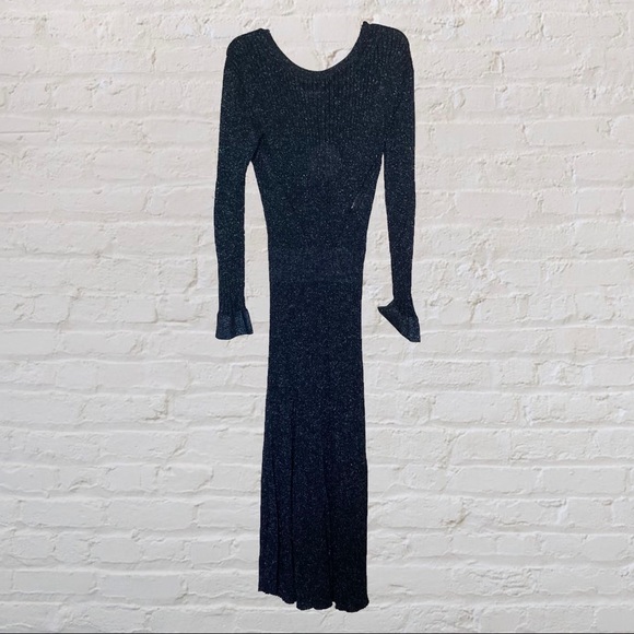 New Chloé Shiny Blue Knit Longsleeve Dress Size Large - Picture 4 of 10